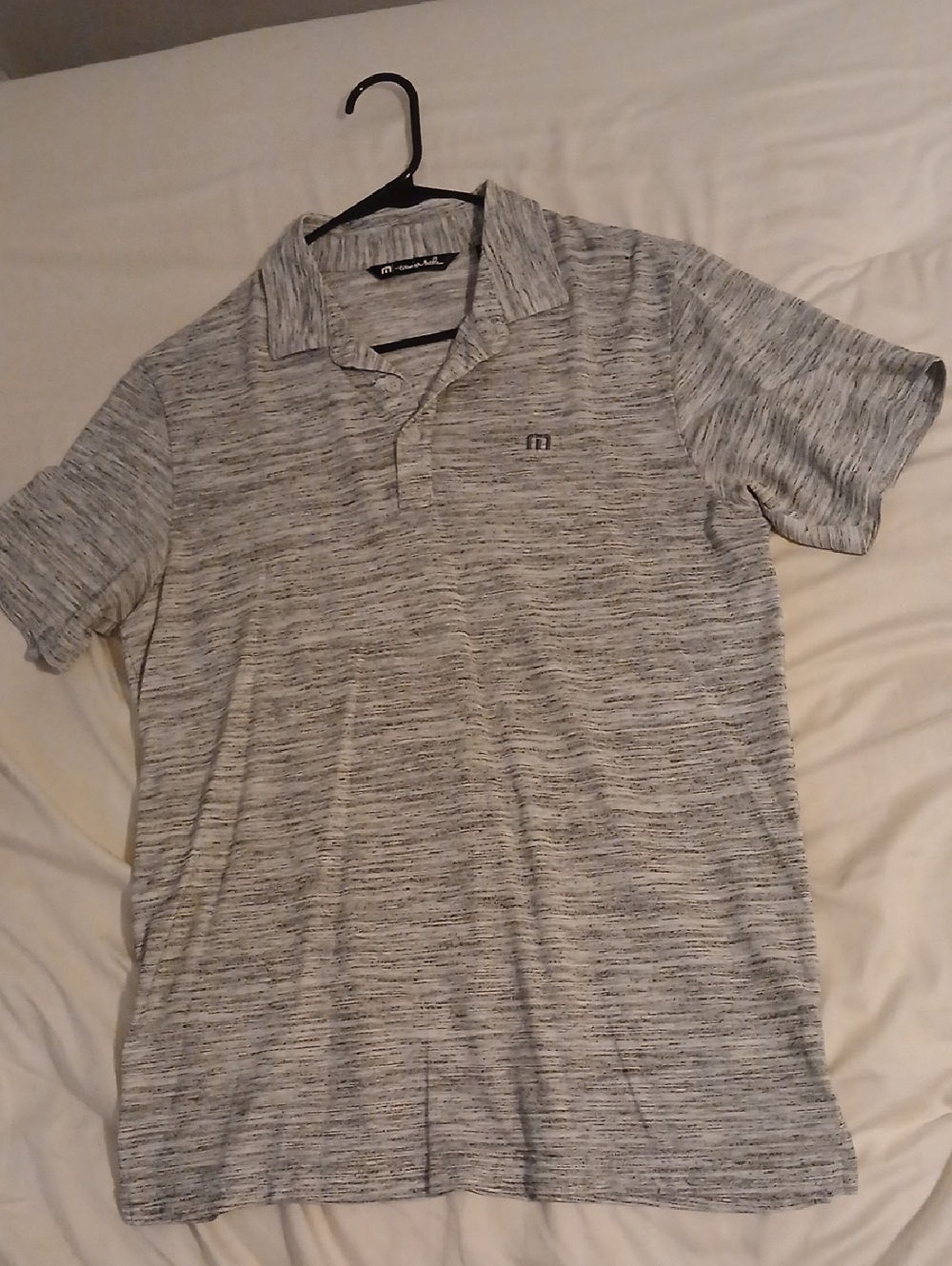 Travis Mathew Heathered Light Gray Polo